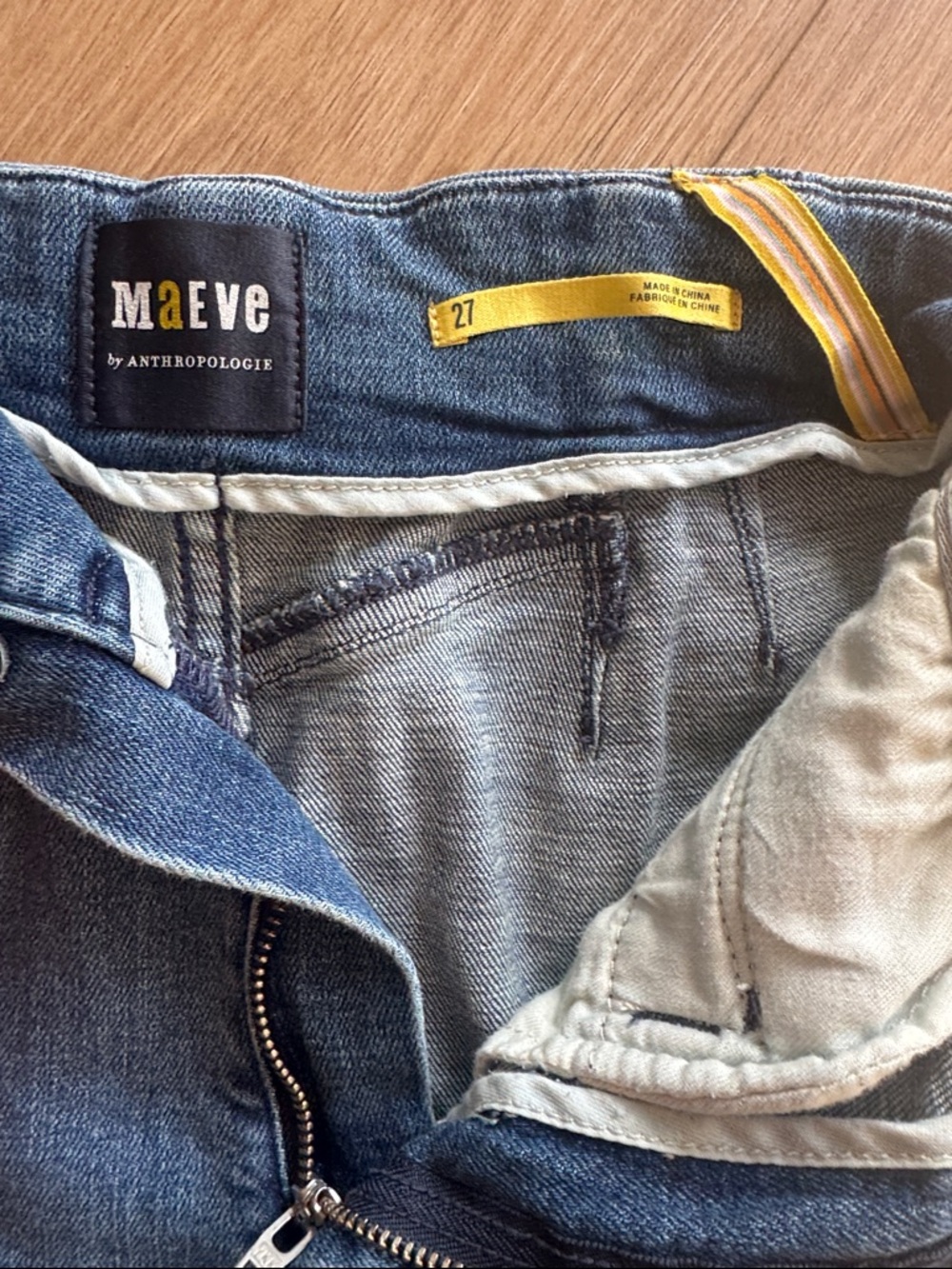 Anthropologie Maeve Bombshell Slim Straight Jean Medium Wash Size 27 - Picture 12 of 16